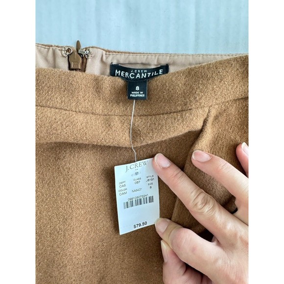 NWT J. Crew Mercantile Sz 8 Skirt Women Tan Brown Wool Blend A-line Ruffle SOFT - Picture 4 of 7